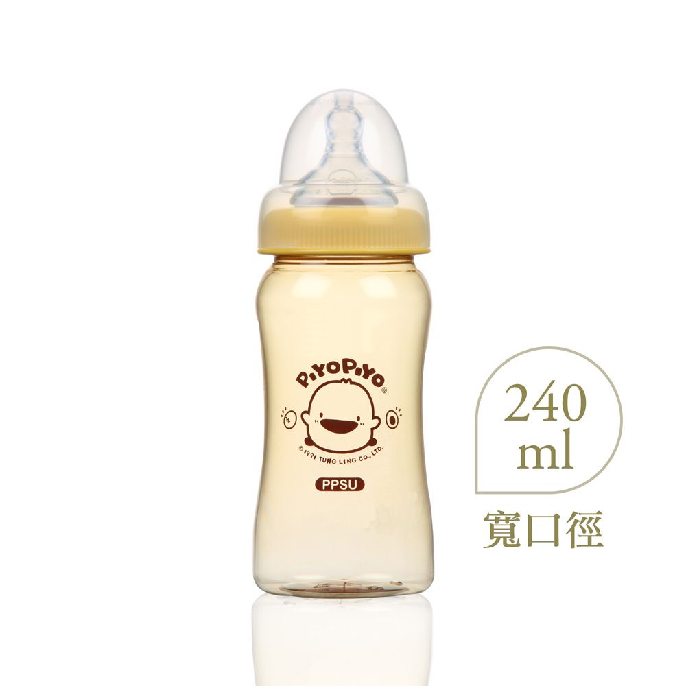 黃色小鴨《PiyoPiyo》媽咪乳感寬口徑PPSU防脹氣奶瓶240ml