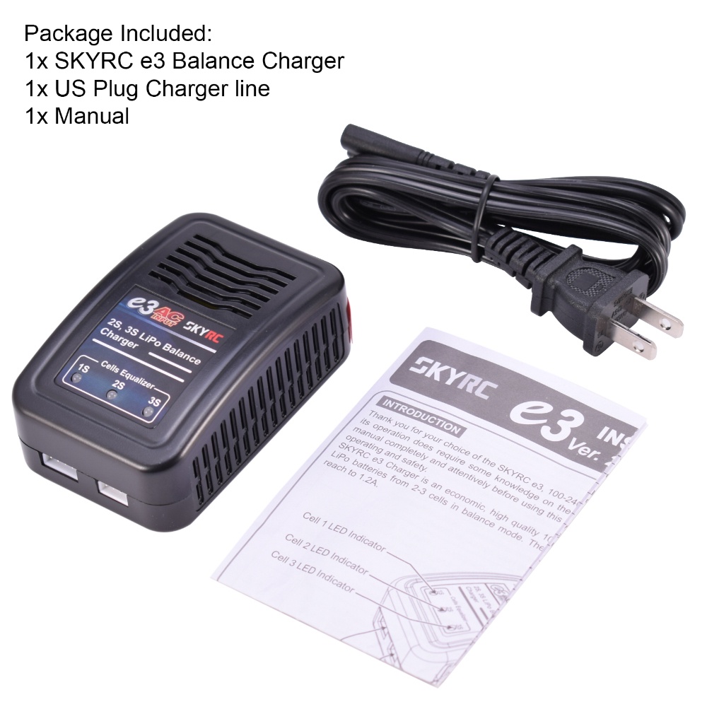 Skyrc e3 充電器 2S 3S LiPo 電池平衡充電器 AC 輸入 100V-240V 歐盟插頭 SK-1000 | 蝦皮購物
