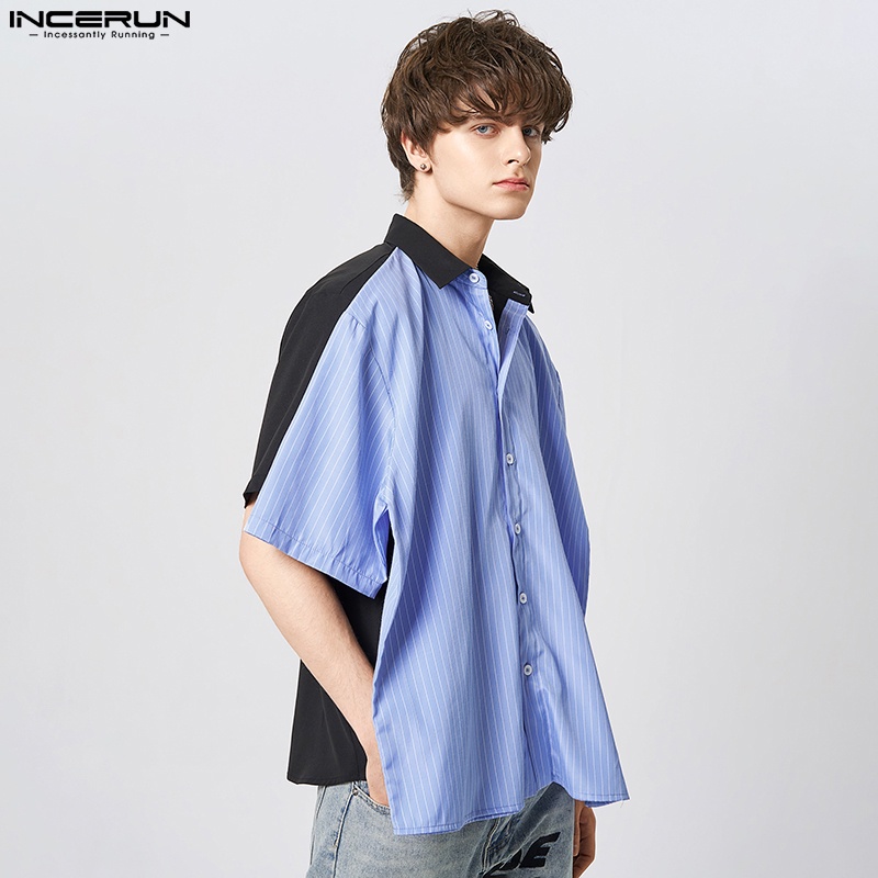 INCERUN Striped front panel can be tied with fake two short- | 蝦皮購物
