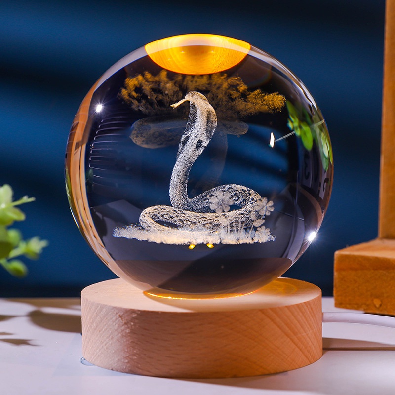 12生肖創意宇宙銀河夜光水晶球夜燈情人節禮物3d內雕水晶裝飾水晶球發光