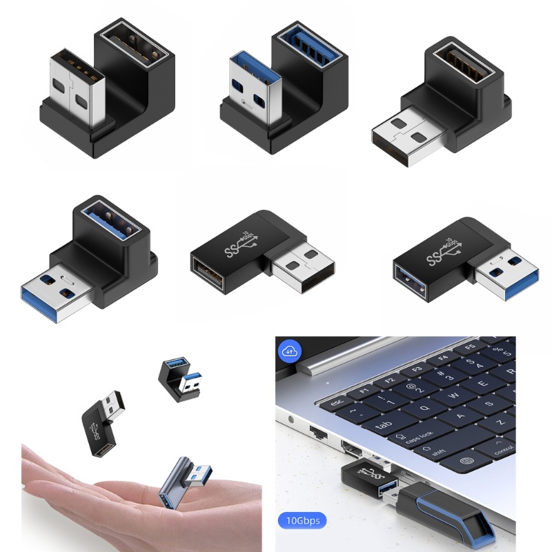 最佳 USB 3 0 公對母適配器連接器 USB 3 0 接頭 90 度上下筆記本電腦端口插孔連接器 | 蝦皮購物
