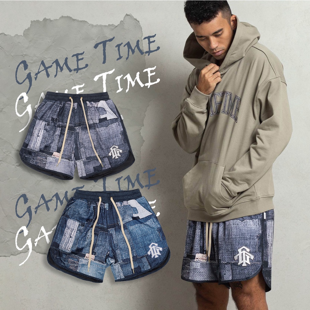 GAMETIME JERSEY SHORTS 球褲 男款 藍 黑 兩色 任選 拼布風 網眼 襤褸技藝 籃球褲【ACS】 | 蝦皮購物