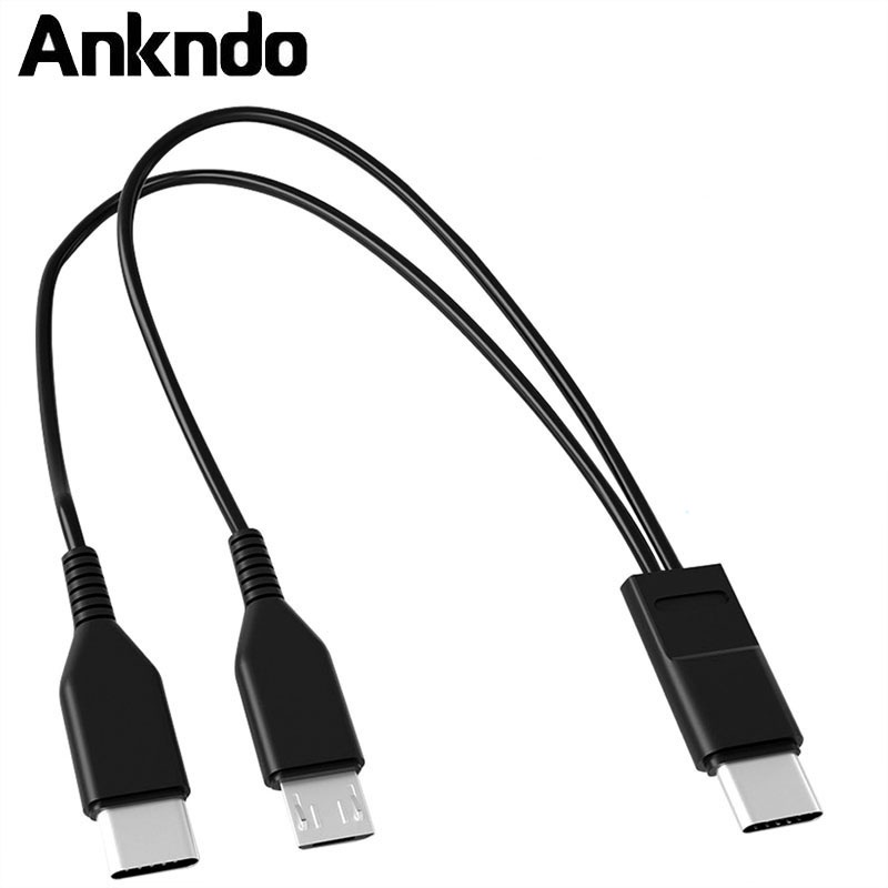 Ankndo 2 合 1 Type-C 轉 Type C Micro USB 數據線充電線適用於小米 USB 數據線手機 | 蝦皮購物
