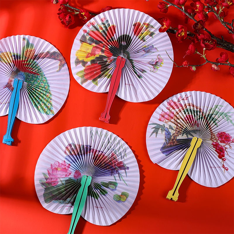 熱賣 摺疊圓扇 國潮風摺疊紙扇宮廷小扇經典復古風圓形扇夏季小摺扇兒童活動贈品 | 蝦皮購物