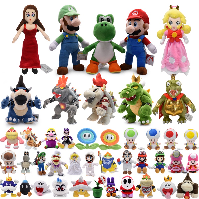 遊戲超級馬里奧兄弟 毛絨玩具卡通馬里奧和路易吉 Bowser Koopa Troopa Goomba 毛絨動漫人物可愛軟 | 蝦皮購物