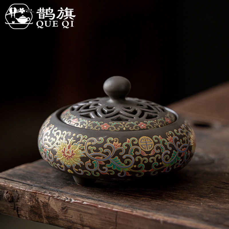 鵲旗】清倉甩賣古典琺琅彩香爐陶瓷景泰藍香爐香道茶室擺件茶道| 蝦皮購物