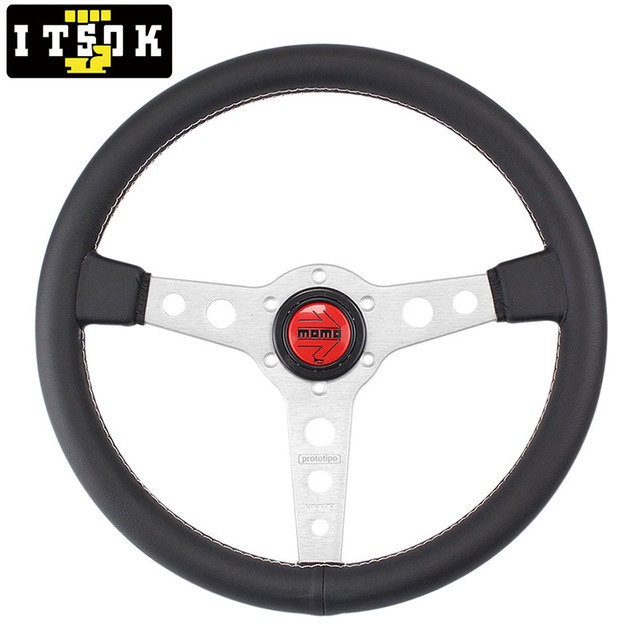 ITSOK】MOMO方向盤真皮方向盤賽車方向盤14 英寸350 毫米通用