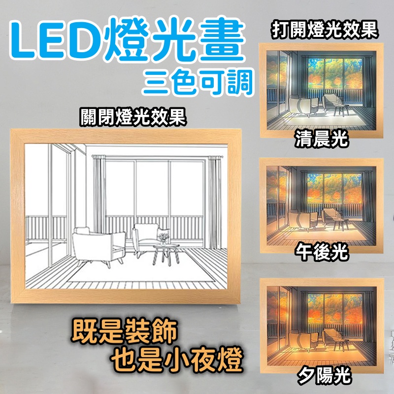 🔥隔日到貨+免運🔥燈光畫 LED裝飾畫 發光畫 裝飾臺燈 氛圍燈 床頭燈光畫 陽光燈 小夜燈 交換禮物 生日禮物 壁畫燈 | 蝦皮購物