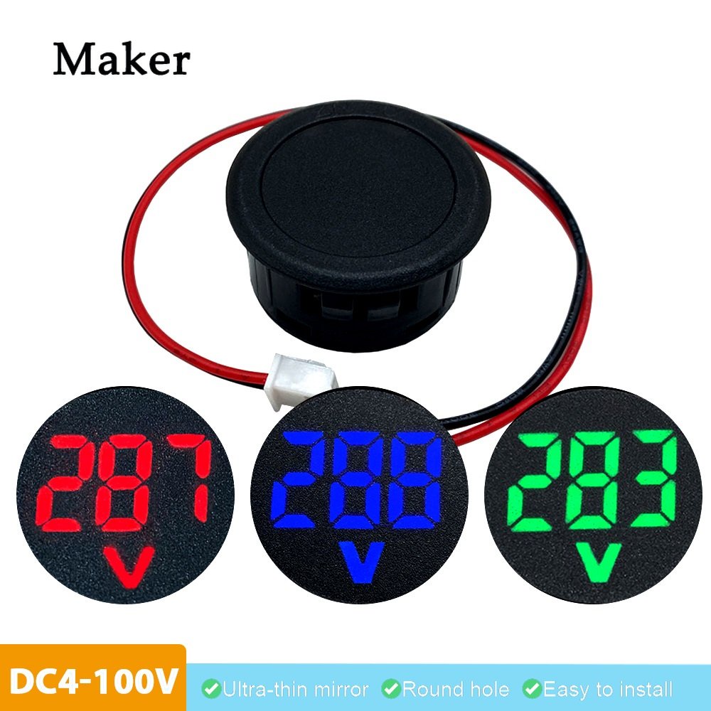 Dc 4V-100V電壓表圓形兩線數字電壓電流表LED顯示電壓檢測儀測試儀汽車監視器面板 | 蝦皮購物