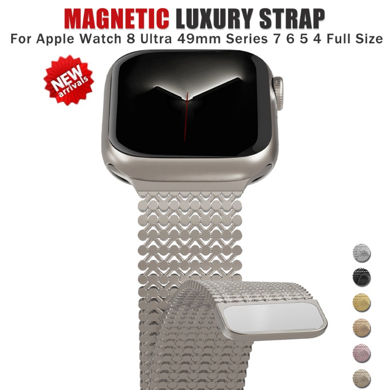 磁吸米兰尼斯链带 链式表带 适用苹果手表 Apple Watch Ultra 49mm表带 45 44 42替换表带 | 蝦皮購物