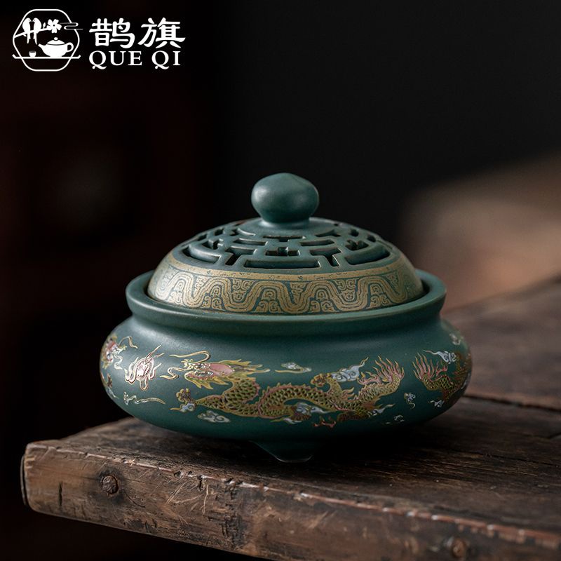 鵲旗】清倉甩賣古典琺琅彩香爐陶瓷景泰藍香爐香道茶室擺件茶道| 蝦皮購物