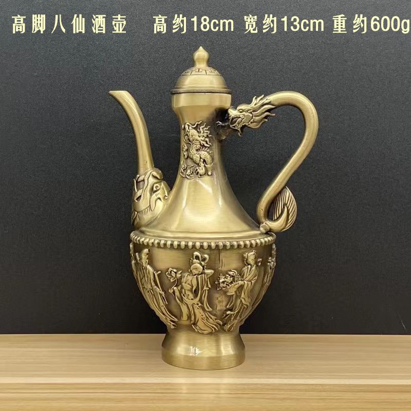🔥臺灣熱賣🔥純黃銅拉絲銅壺山水壺銅茶壺家居創意銅器擺件金屬工藝品