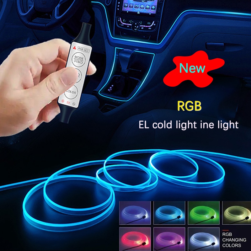 Rgb EL冷光燈ine燈led光纖導流條七色聲控節奏燈車內摩托車門縫燈 | 蝦皮購物