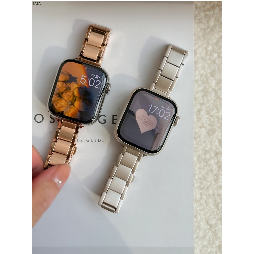 現貨Apple Watch 星光色細款女士錶帶不鏽鋼錶帶S8 S6 S7 SE 41mm 40mm 