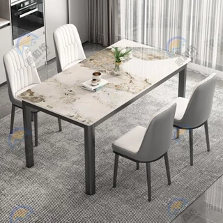 岩板餐桌 家用輕奢風桌子 小戶型岩板桌 現代簡約 長方形多人餐桌 大理石餐桌 桌椅組合