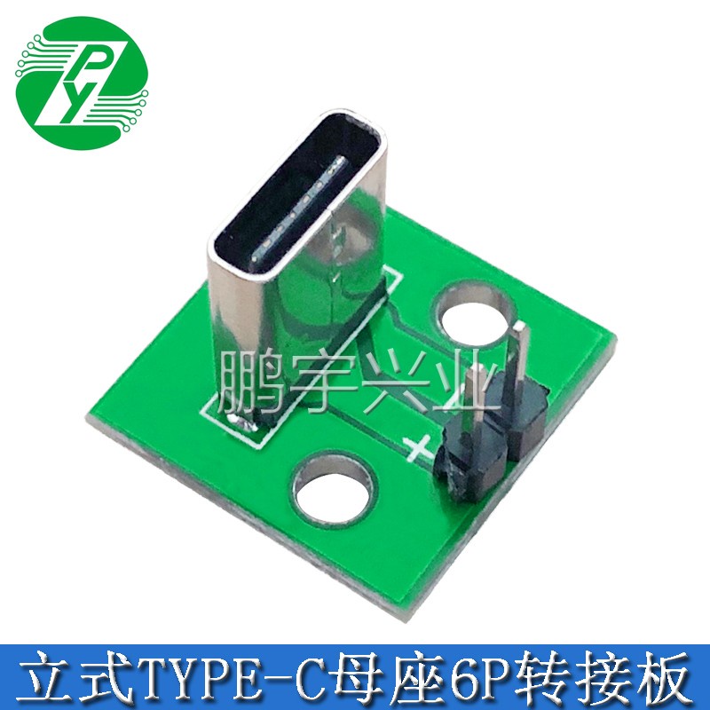 立式TYPE-C母頭6P測試板轉2.54DIP直插式帶PCB板 5V電源板轉接板 | 蝦皮購物