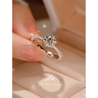 正品一克拉莫桑石鑽戒女男純銀情侶對戒鉑金結婚求婚戒鑽石戒指六爪滿鑽克拉鑽