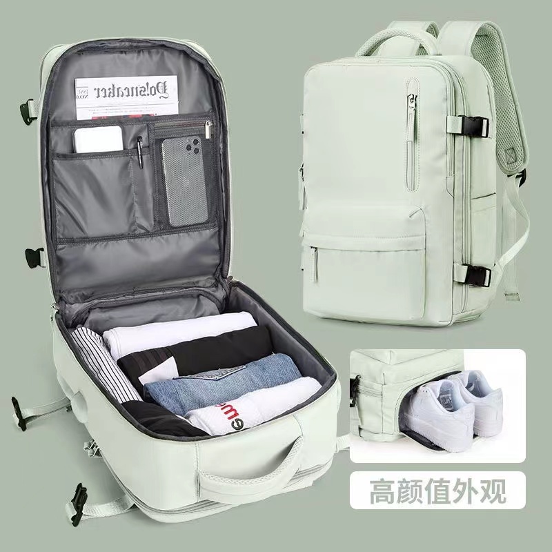 【可擴容 多功能】輕旅行後背包 雙肩背包 戶外露營登山包 旅遊收納包 出差行李包 登機包 大容量 防潑水 可放筆電 | 蝦皮購物