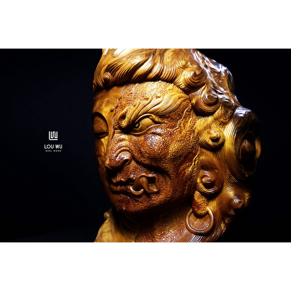K272] 紅檜鳳尾榴雕塑- 佛魔首作者:李明道老師(經典系列) 現貨-羅武
