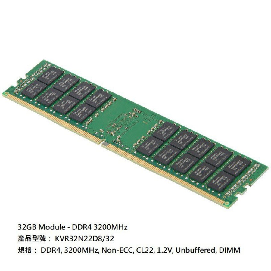 Kingston ValueRAM 32GB DDR4 3200MHz Non-ECC CL22 2Rx8 DIMM Memory Module  KVR32N22D8/32