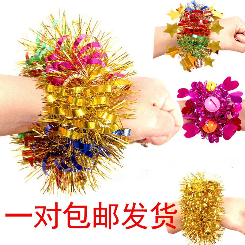 啦啦隊手球，手花六一兒童手腕花跳舞蹈表演廣場舞幼兒園運動會手環花鈴鐺皮筋頭花 | 蝦皮購物