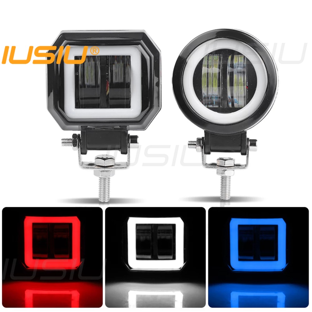 IUSIU 自帶天使眼 LED工作燈 光圈汽車機車探照燈大燈 防水方形聚光射燈檢修燈越野車燈 | 蝦皮購物