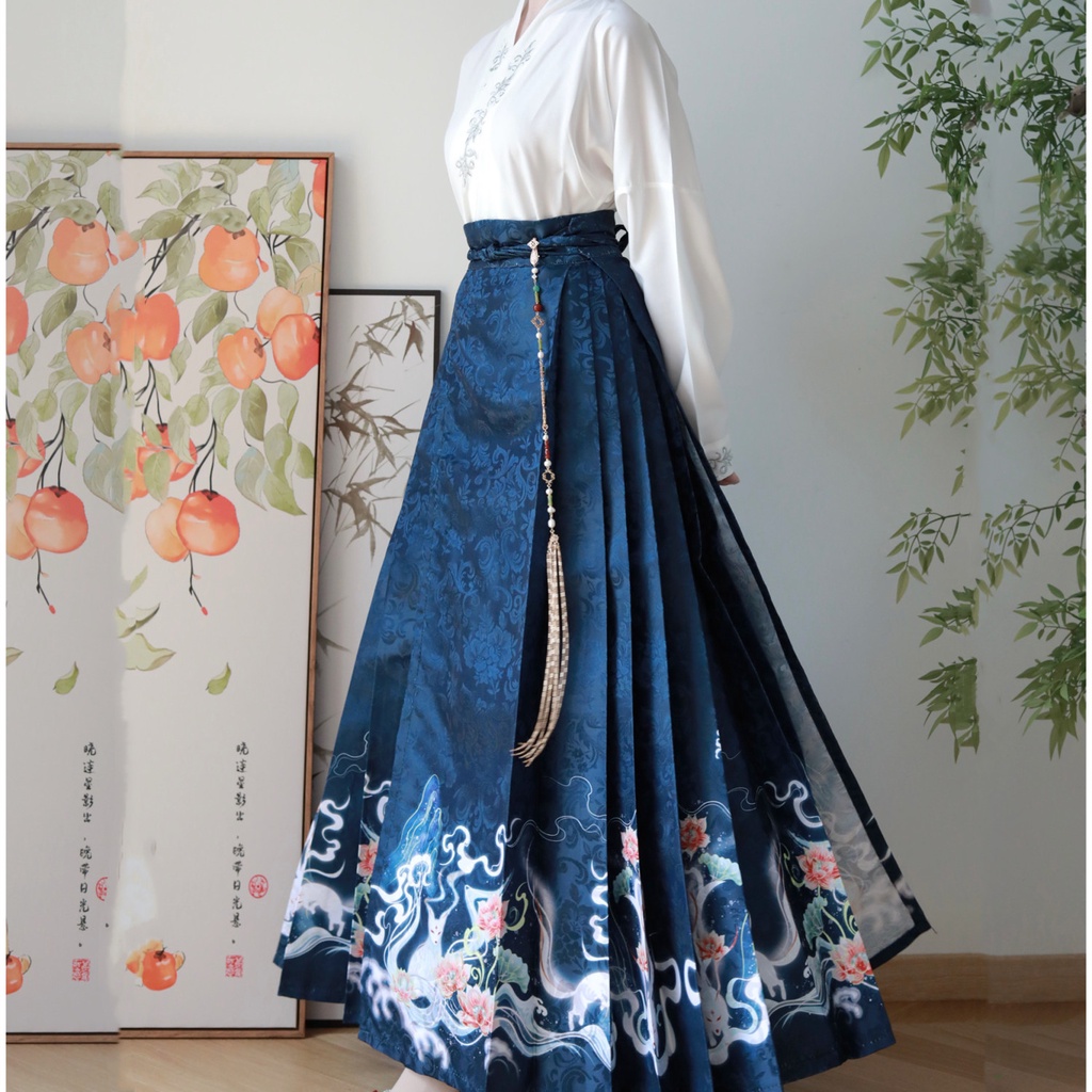 【特價】馬面裙 漢服 國風 明制漢服月狐生蓮中國風飛機袖馬面裙女裝日常套裝 | 蝦皮購物