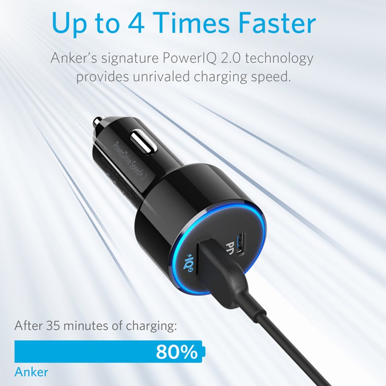 Anker PowerDrive + Speed 49.5W 2 端口車載充電器,帶內置 USB TypeC / Po 蝦皮購物