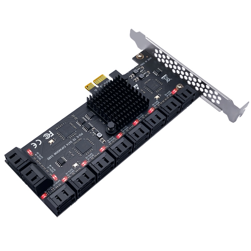 PCIE SATA 適配器 20/16/12 端口 PCI Express X1 到 SATA 3.0 擴展卡 Rise | 蝦皮購物