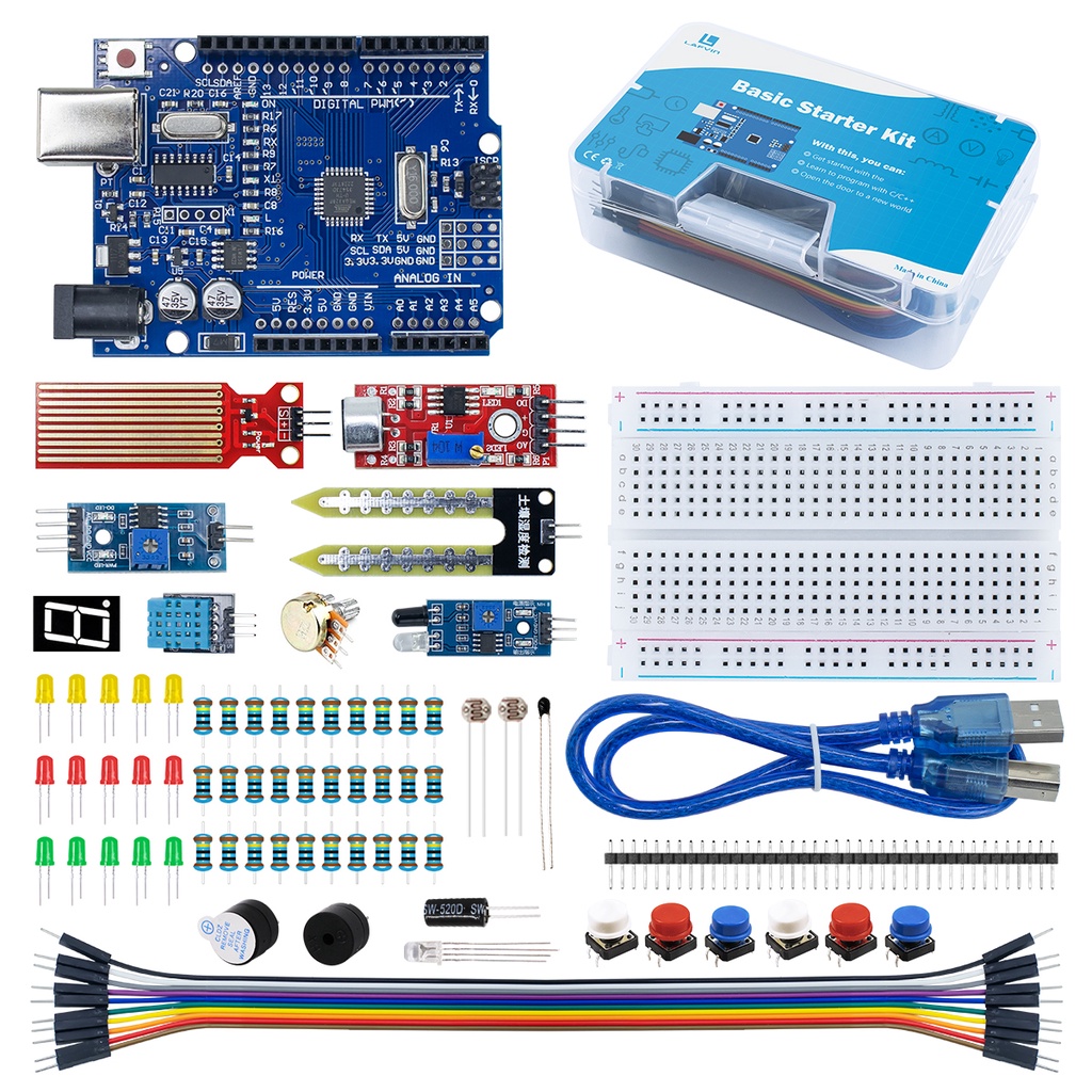 Arduino Uno Set R3 DIY 套件的基本入門套件 - R3 板/麵包板 + 零售盒 | 蝦皮購物