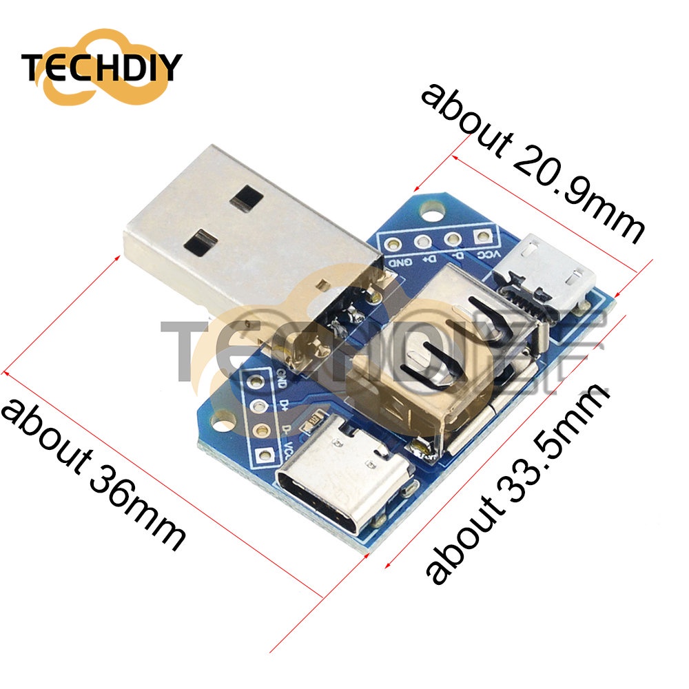Dc 5V 4 合 1 USB 轉 Micro 轉 Type-C 4P 2.54mm 連接器轉接板公對母 USB 連接器 | 蝦皮購物