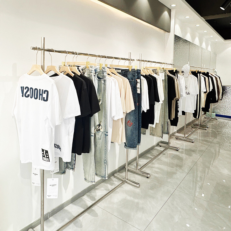 免運 衣服架 衣架 服裝店展示架 掛衣架 陳列架 不銹鋼中島落地式女裝店貨架 高檔道具 | 蝦皮購物