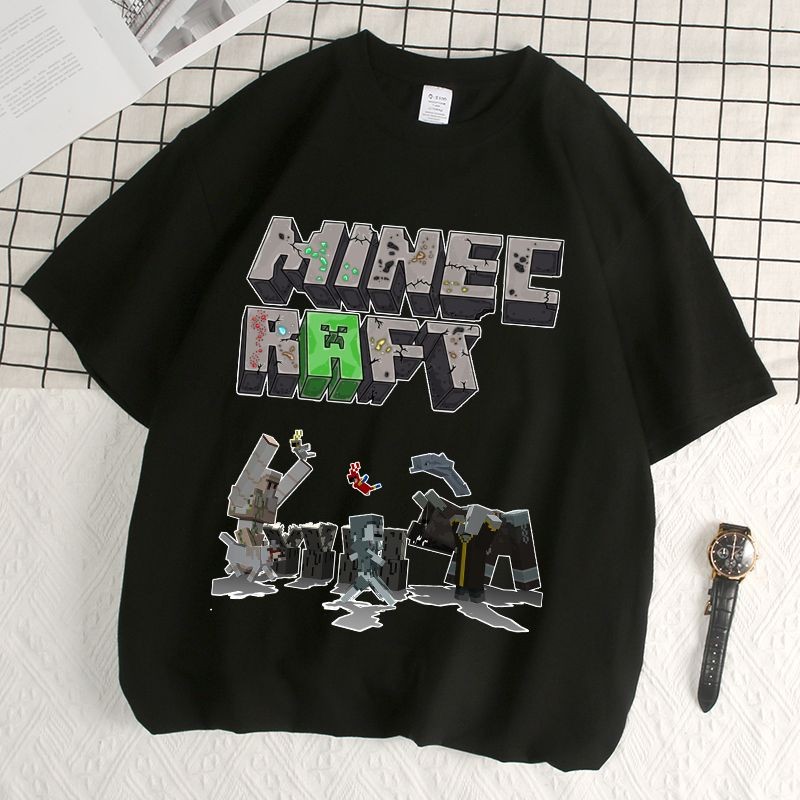 Minecraft周邊我的世界T恤苦力怕娘衣服短袖男女動漫遊戲周邊童裝 | 蝦皮購物