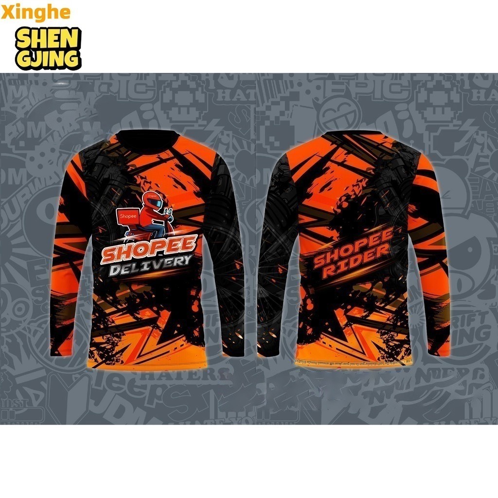 Shopee Rider 長袖制服（全熱昇華） Shopee Delivery 3D 騎行服運動服機車球衣男女 | 蝦皮購物