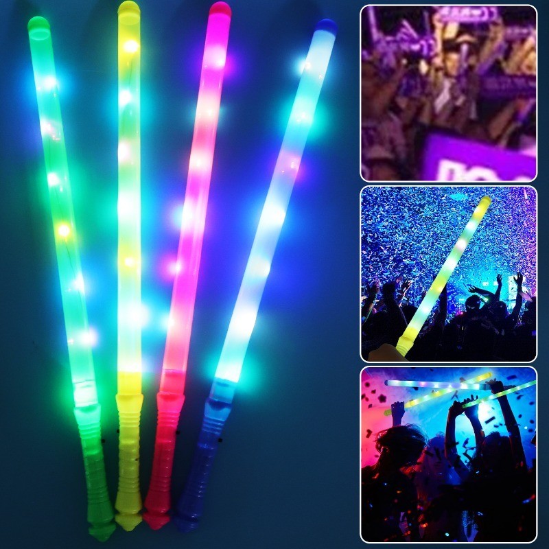 [Good] Led 彩色熒光棒 - 熒光泡沫棒 - 閃爍霓虹燈棒 - 電池供電 - 音樂會燈光歡呼棒 - 婚禮派對用品 | 蝦皮購物