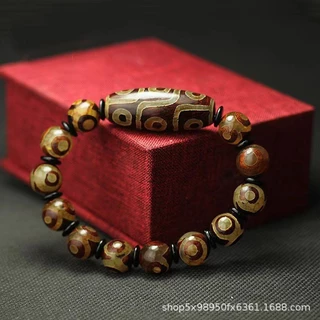 老礦天珠　佛眼 圣饰奇缘西藏庙供老矿玛瑙三眼天珠| 40*14mm黑白佛三眼天珠真实