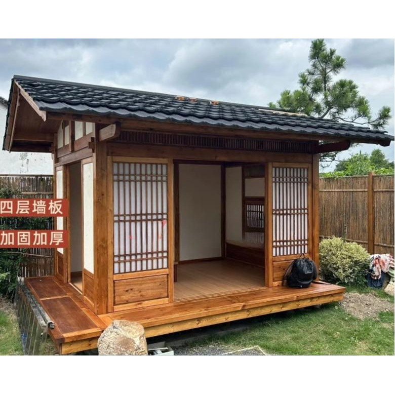 日式木屋戶外茶室庭院造景涼亭移動別墅中式民宿防腐木榫卯小房子 | 蝦皮購物