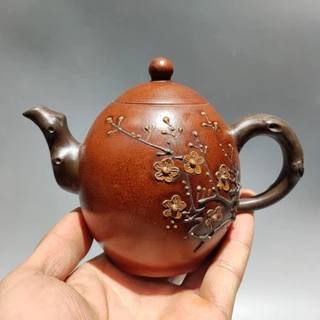 宜興  紫砂壷 周桂珍梅花壺  工芸品 美術品 置物 宜興 紫砂壷 周桂珍梅花壺 工芸品 美術品 置物（▽鴻▽後手急須