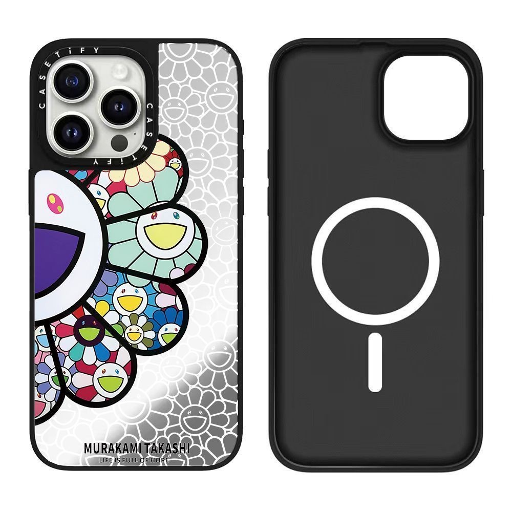 正版CASETiFY聯名新款村上隆太陽花鏡面適用iPhone16pro max 15