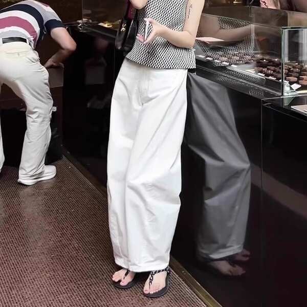 【彎刀神褲】Back Button Wide Pants