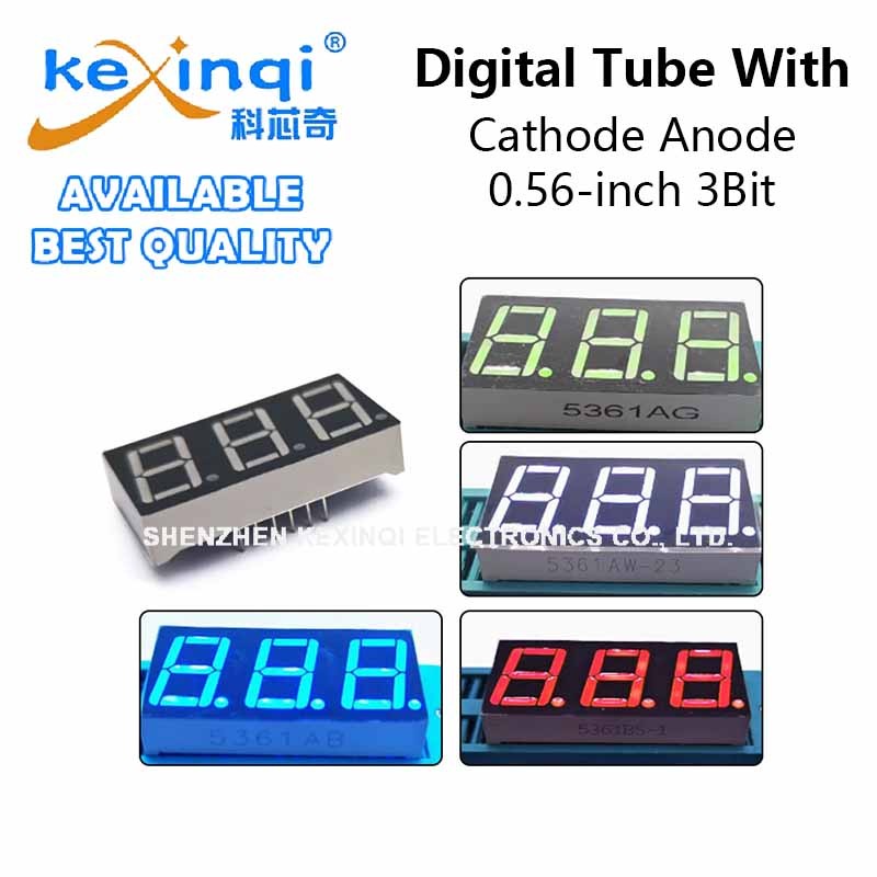 (1pcs) 0.56inch LED 顯示屏 7 段 3 位數碼管共陰極/陽極數字紅綠白藍 | 蝦皮購物
