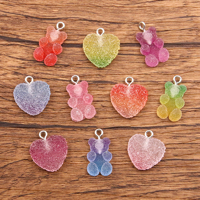 10 件裝樹脂軟糖小熊吊墜 Love Candy Charm 鑰匙扣,適合 DIY 珠寶製作 | 蝦皮購物