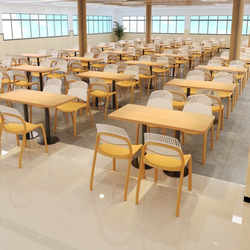 桌椅組合 商用桌椅 桌椅 商用餐桌 員工食堂餐桌椅商用簡約現代工廠飯堂快餐店實木桌椅學生餐廳4人 | 蝦皮購物