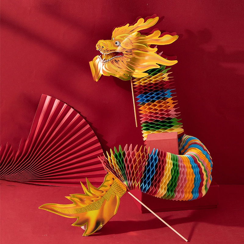 剪紙舞龍 龍年民俗玩具 新年彩色舞龍裝飾 | 蝦皮購物