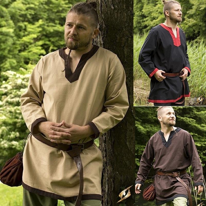 中世紀復古長袖上衣維京戰士騎士襯衫角色扮演服裝 | 蝦皮購物