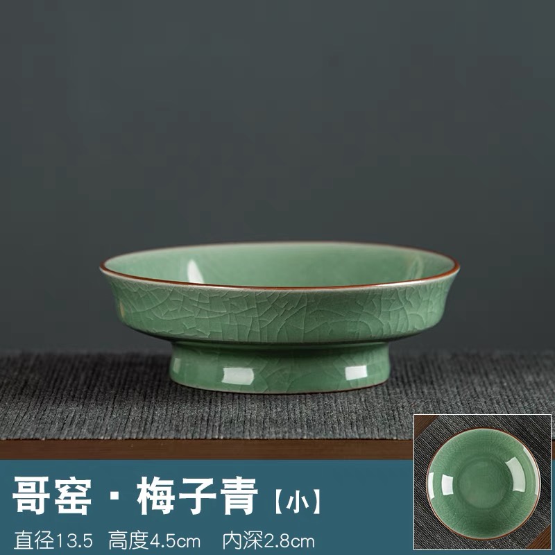🔥🔥復古哥窯汝窯冰裂釉開片茶點盤陶瓷家用中式水果盤客廳青瓷碗甜品