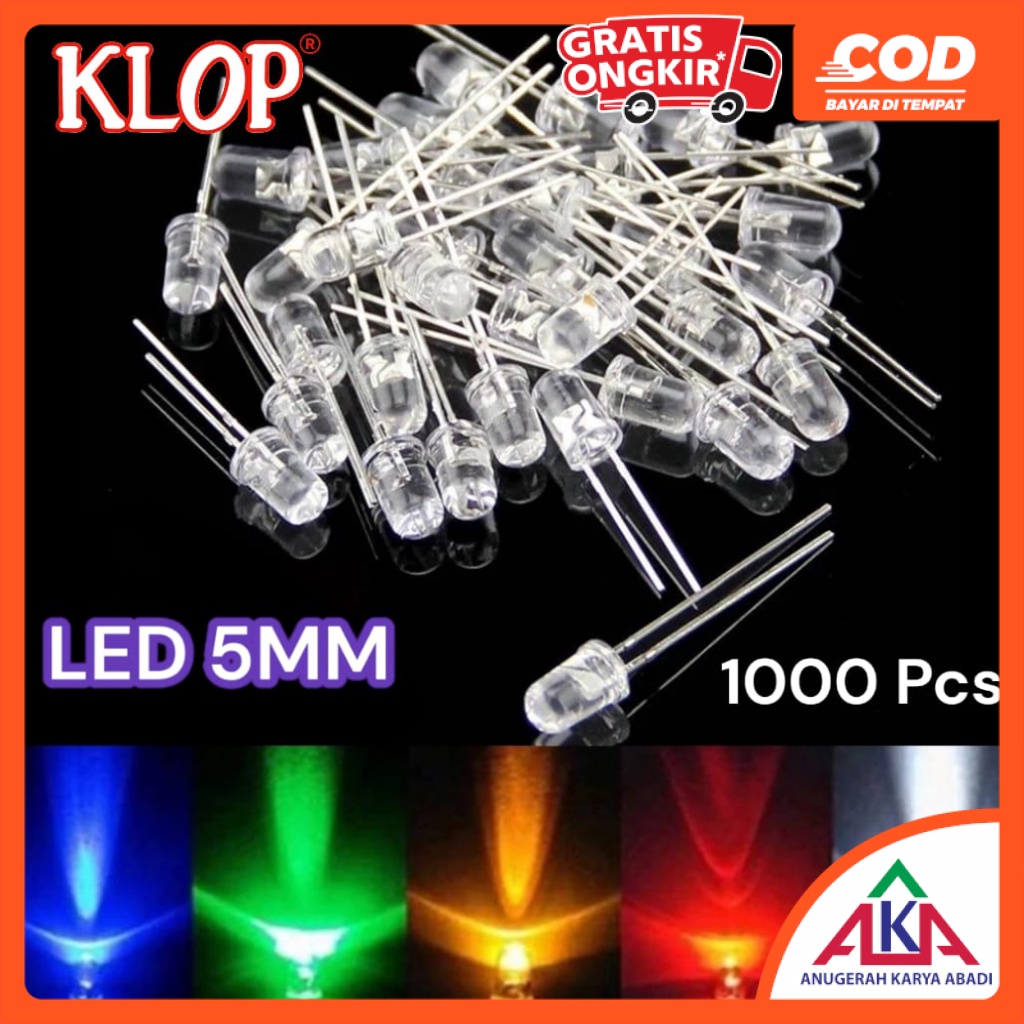 Led 5mm 透明 KLOP 超亮 LED 燈 5mm 超亮 1000 件 | 蝦皮購物