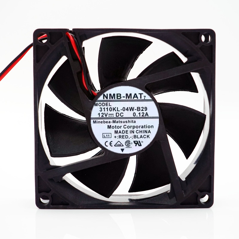 NMB 3110KL-04W-B10 80x80x25mm 12V Cooling Fan - Quiet Double Ball Bearing 8cm Fan