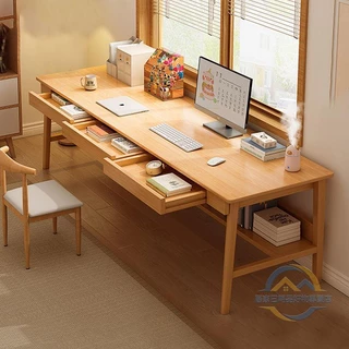 雙人書桌 實木電腦桌 家用學習桌 長條桌 靠牆陽台窄桌子 辦公桌 工作台