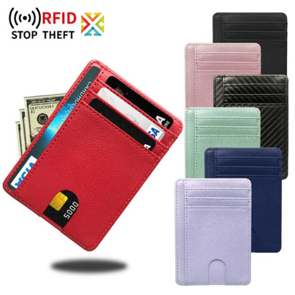 防掃描皮革超薄身份證信用卡夾 RFID 屏蔽薄小錢包 | 蝦皮購物